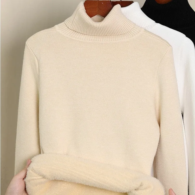 WarmStyle: Fleece-Lined Turtleneck Sweater for Women