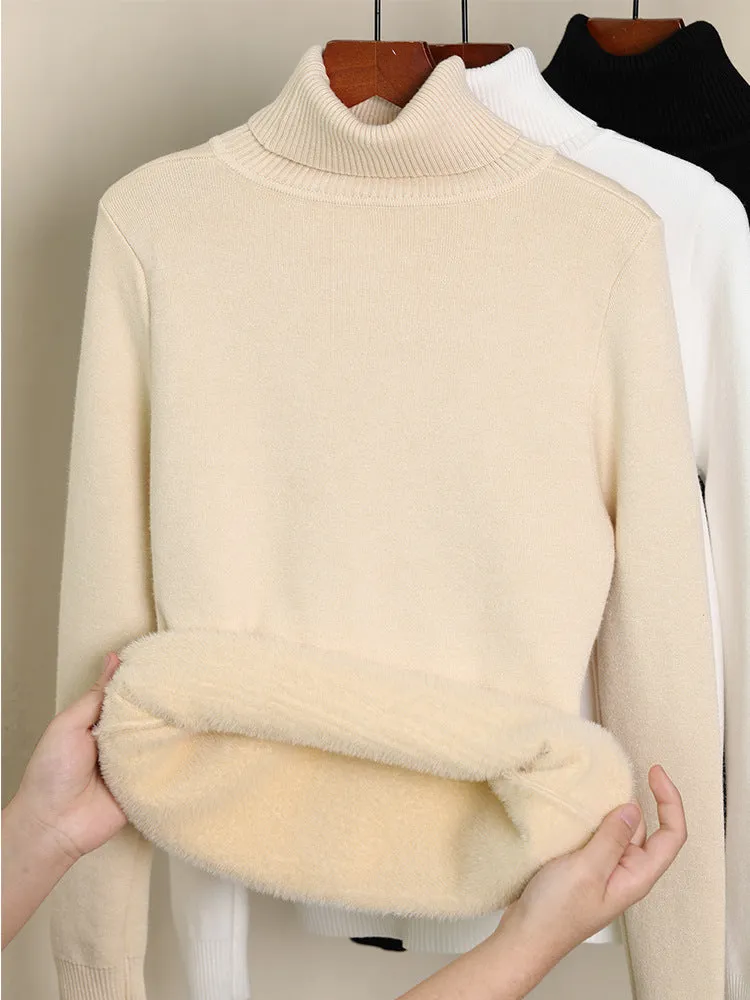 WarmStyle: Fleece-Lined Turtleneck Sweater for Women
