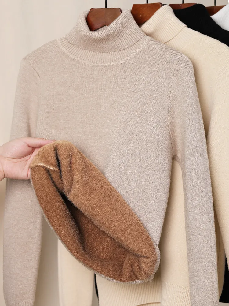 WarmStyle: Fleece-Lined Turtleneck Sweater for Women