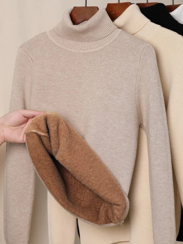 WarmStyle: Fleece-Lined Turtleneck Sweater for Women