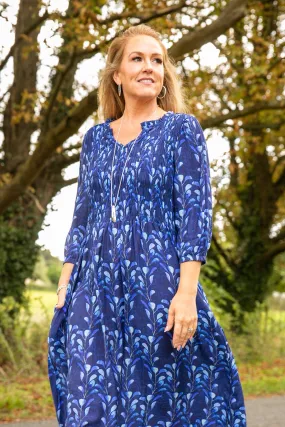 Watercolour Leaf Shirred Dress