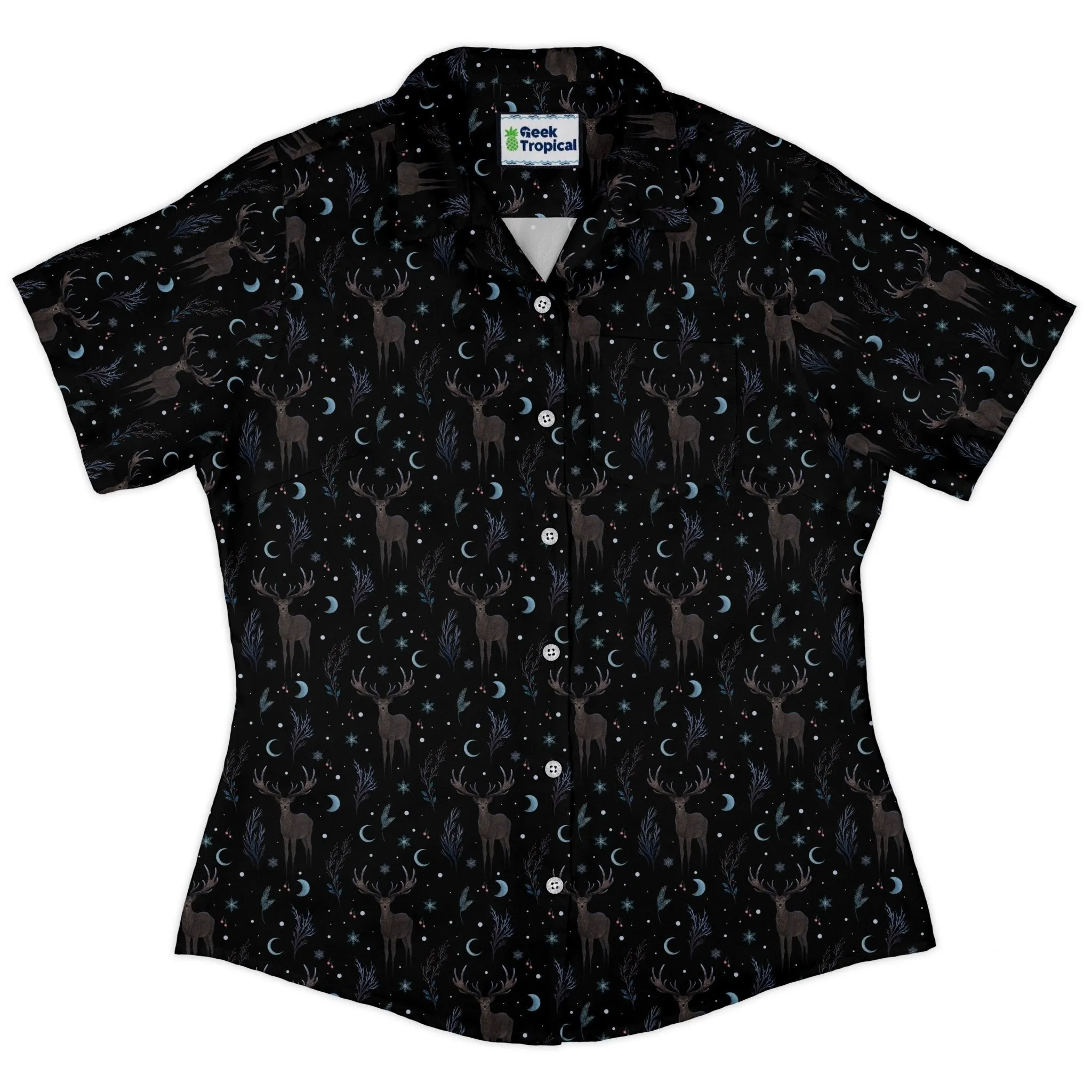Winter Deer Curvy Button Up Shirt