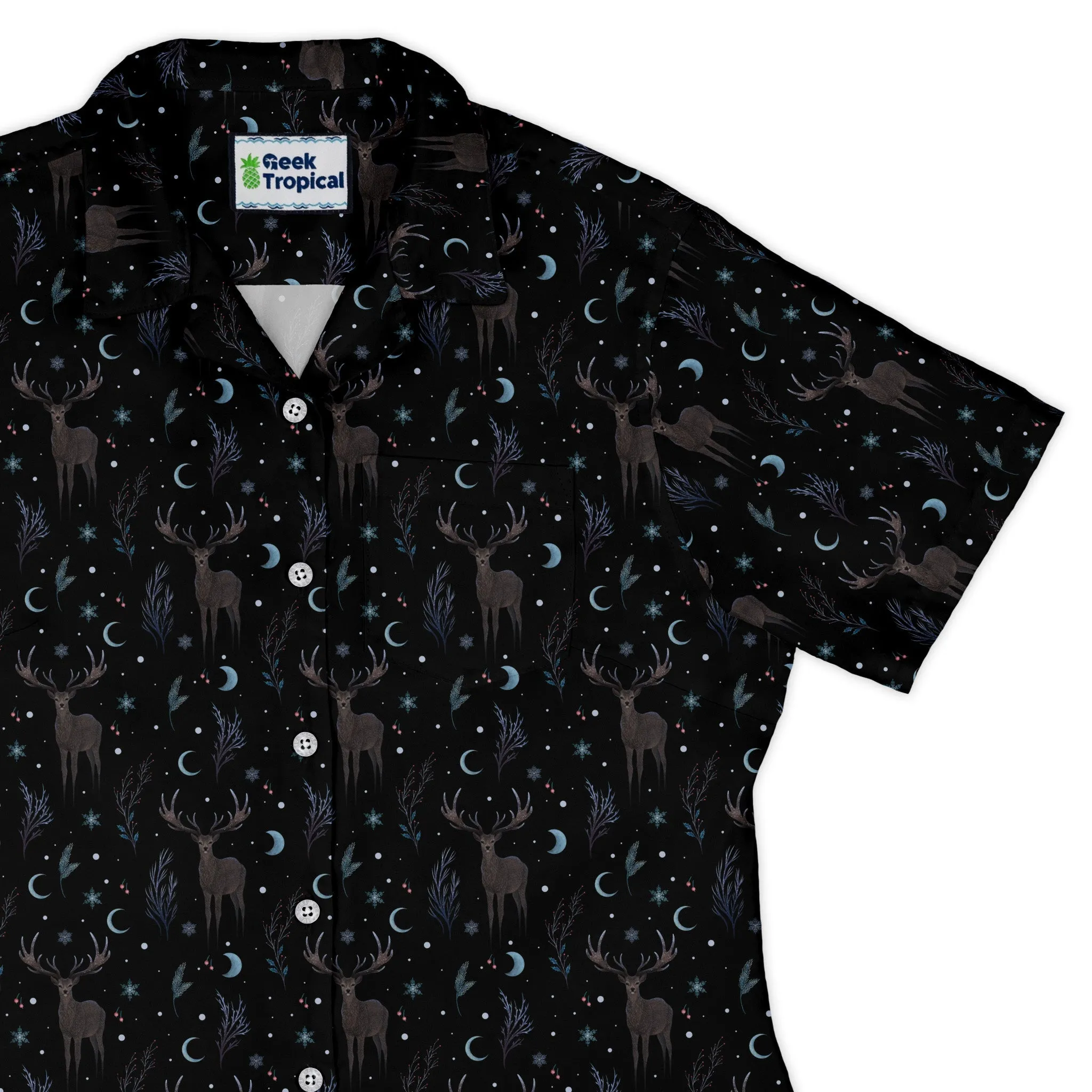 Winter Deer Curvy Button Up Shirt