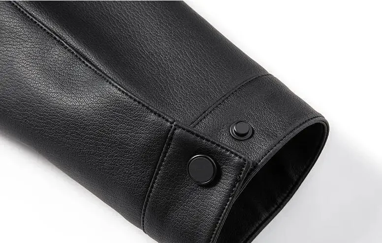 Winter Men's Stand Collar Leather Jacket