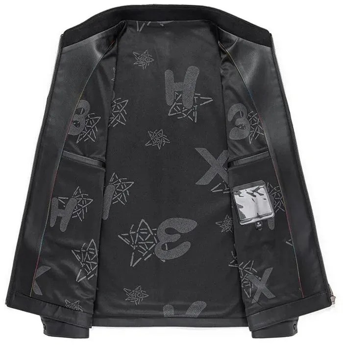 Winter Men's Stand Collar Leather Jacket