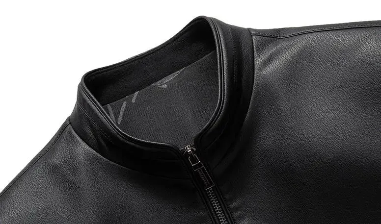 Winter Men's Stand Collar Leather Jacket