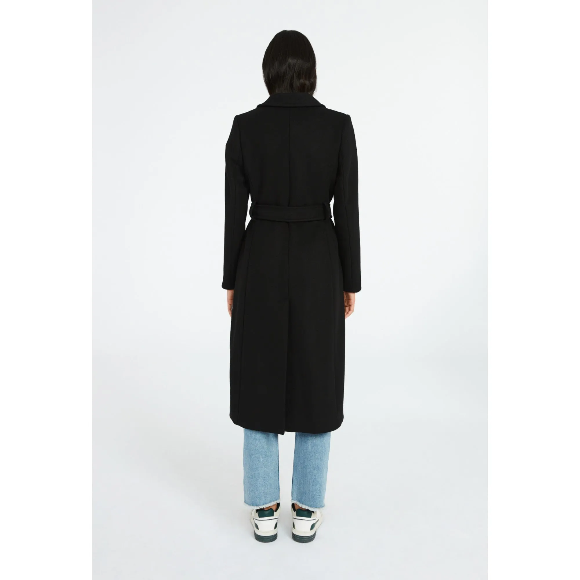 Women Mid-Length Straight Coat - Black