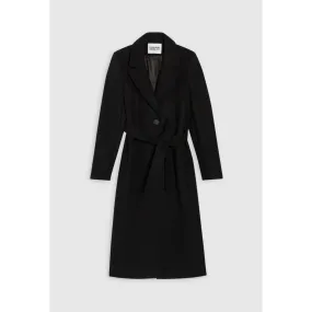 Women Mid-Length Straight Coat - Black