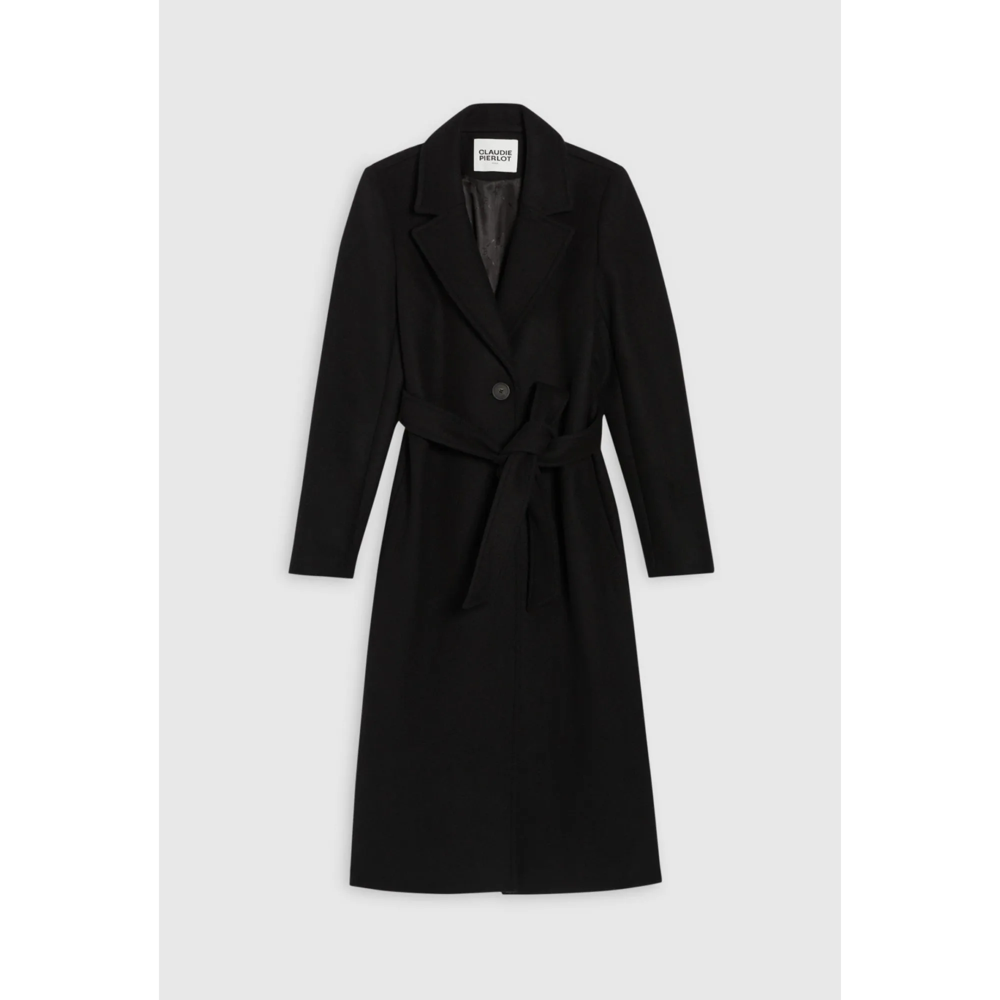Women Mid-Length Straight Coat - Black