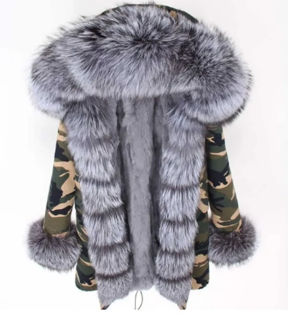 Women's Winter Casual Slim Thick Long Parka With Fox Fur