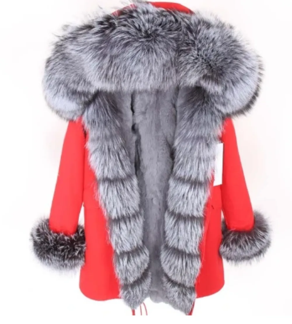 Women's Winter Casual Slim Thick Long Parka With Fox Fur