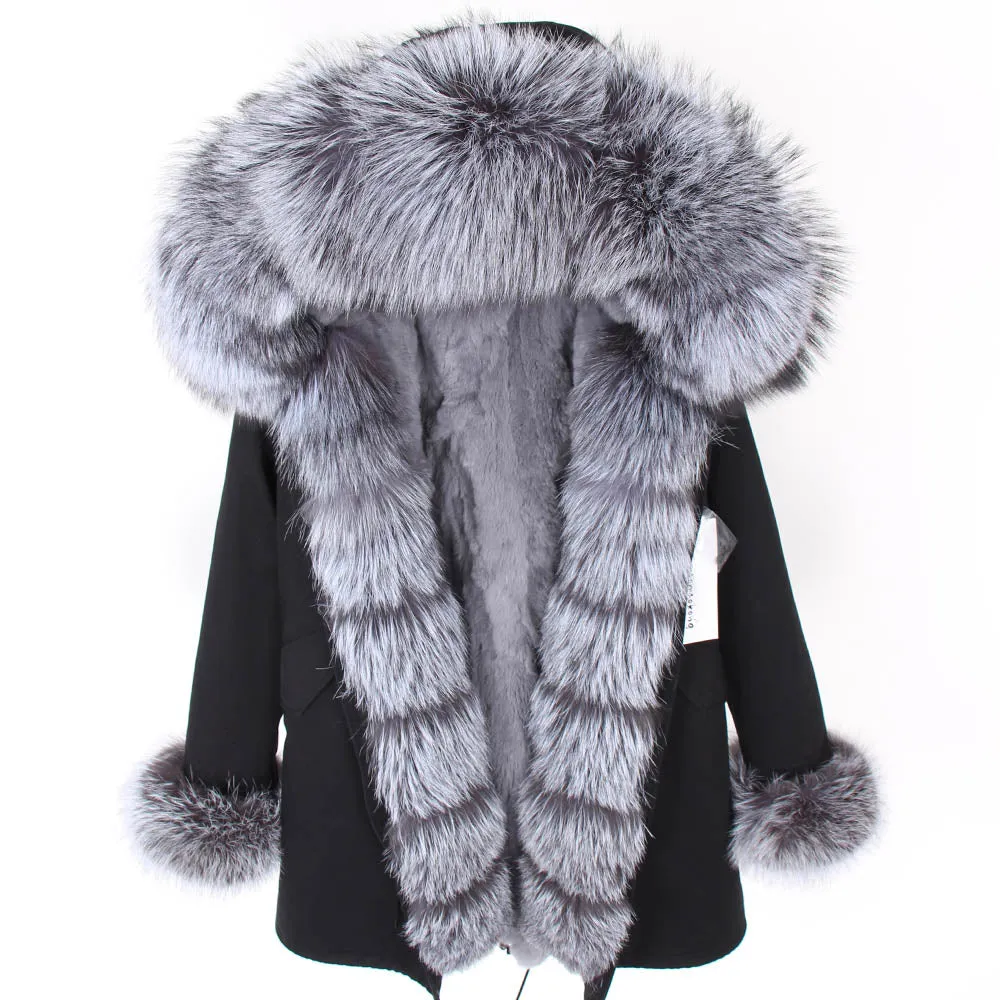 Women's Winter Casual Slim Thick Long Parka With Fox Fur