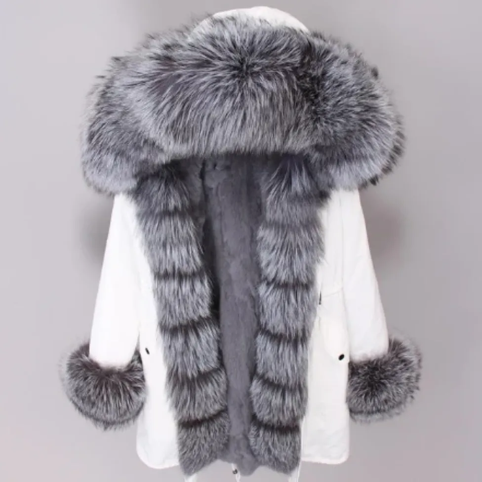 Women's Winter Casual Slim Thick Long Parka With Fox Fur