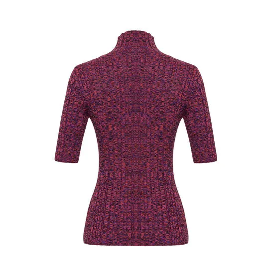Wool Blended Purple Ting Melange Sweater