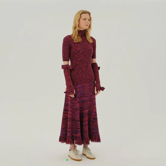Wool Blended Purple Ting Melange Sweater