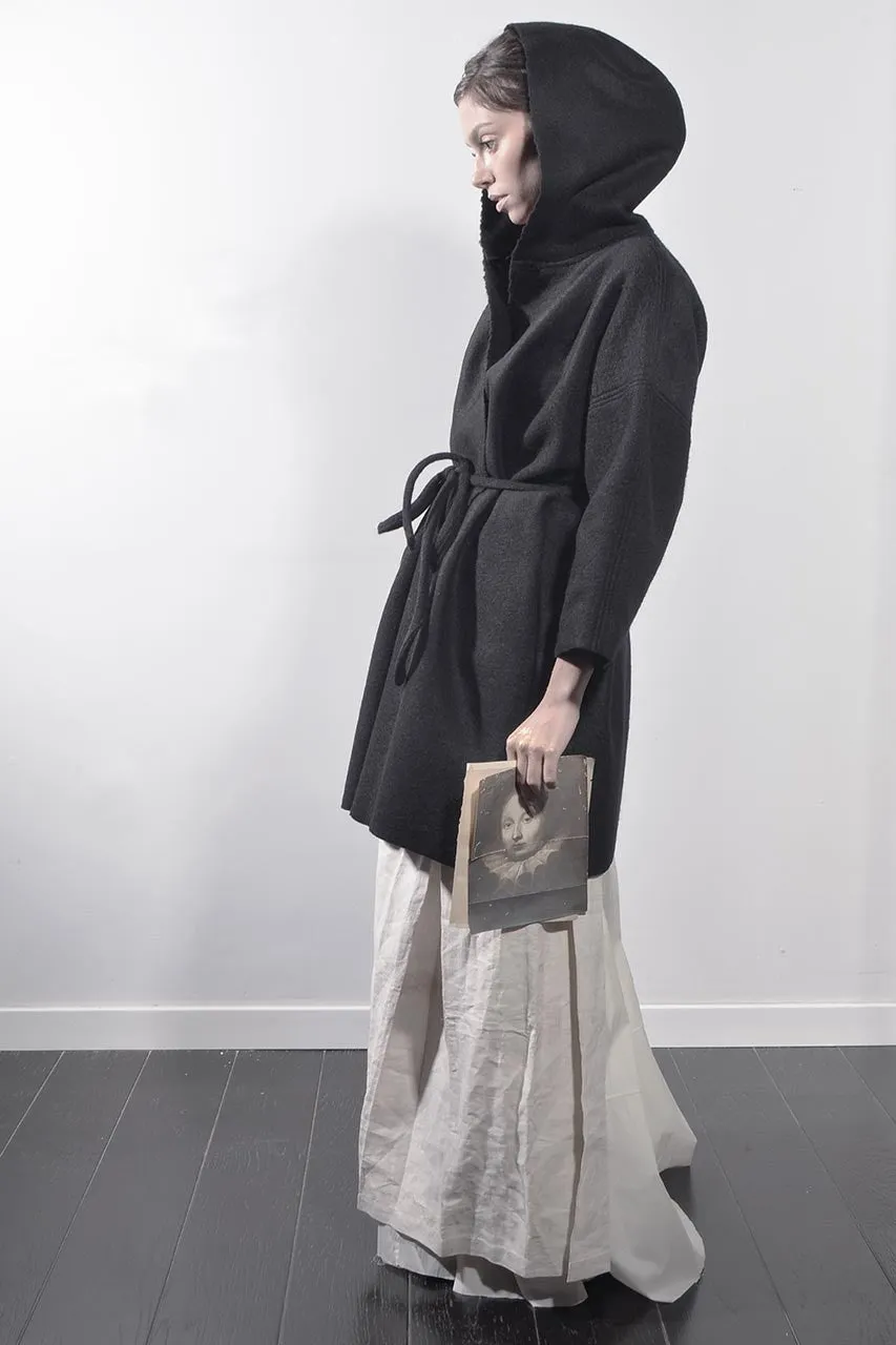 Wool Cape Coat - Black