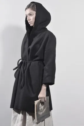 Wool Cape Coat - Black