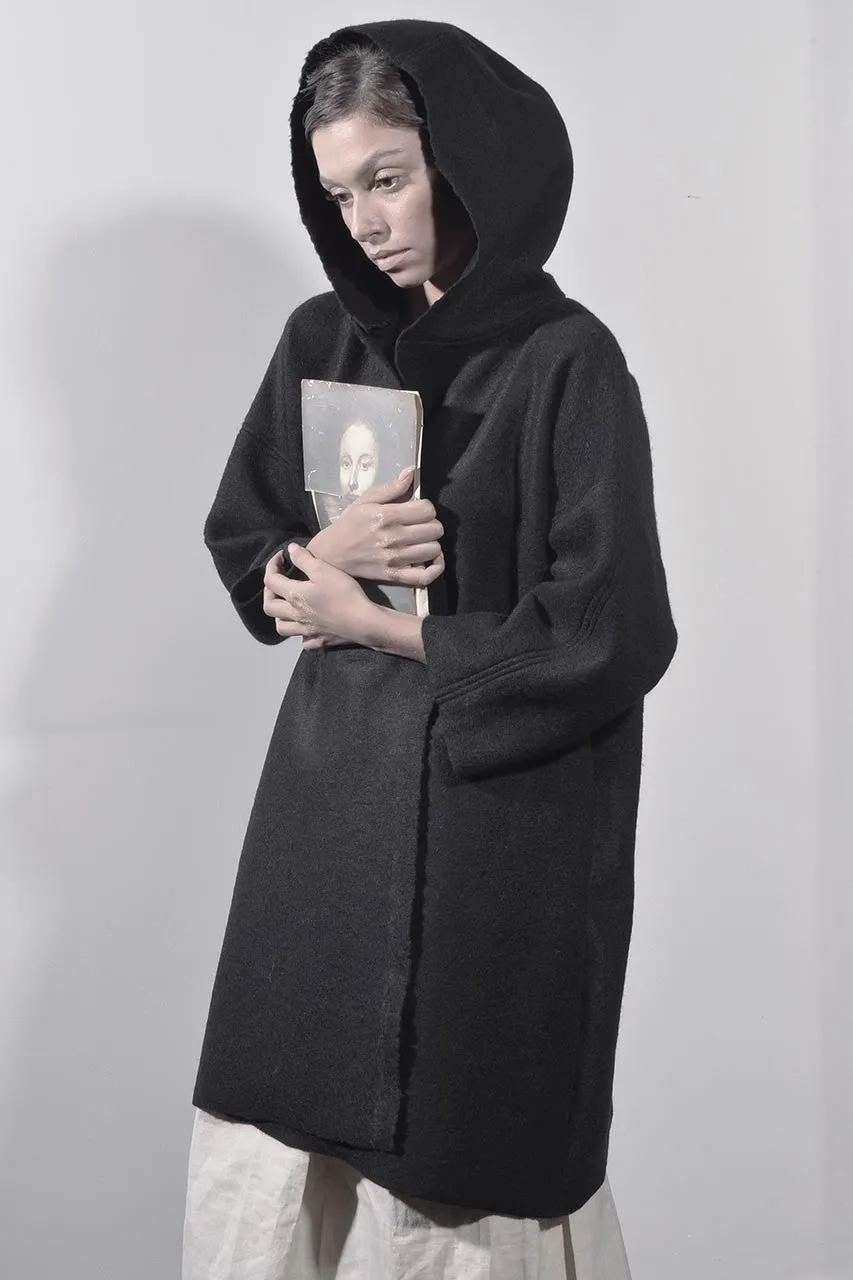 Wool Cape Coat - Black