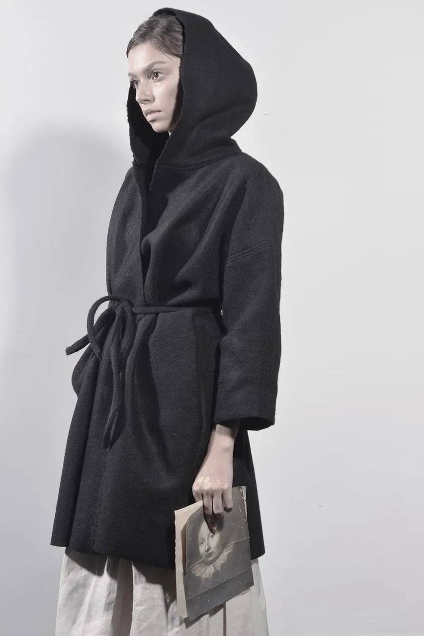 Wool Cape Coat - Black