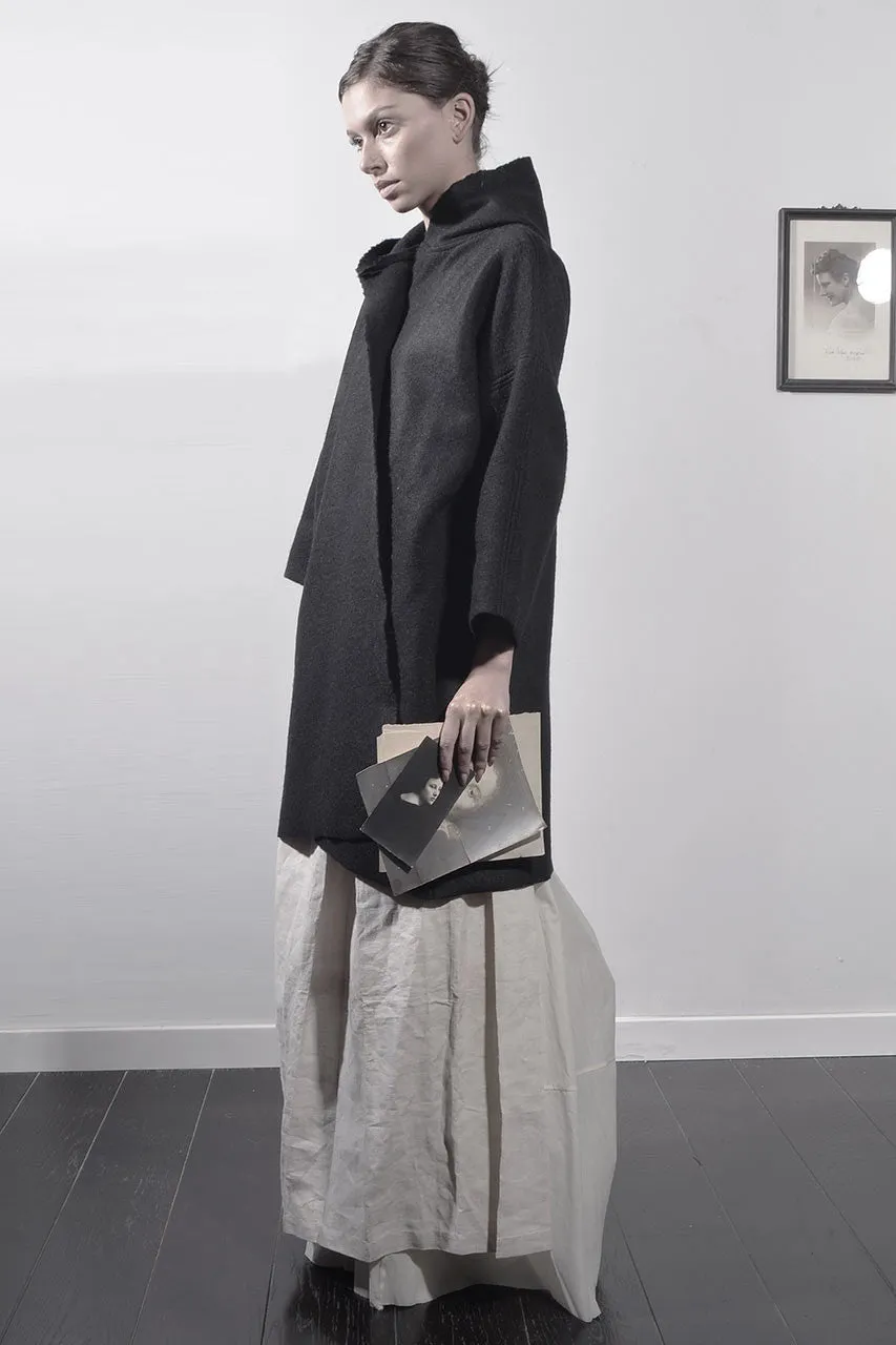 Wool Cape Coat - Black