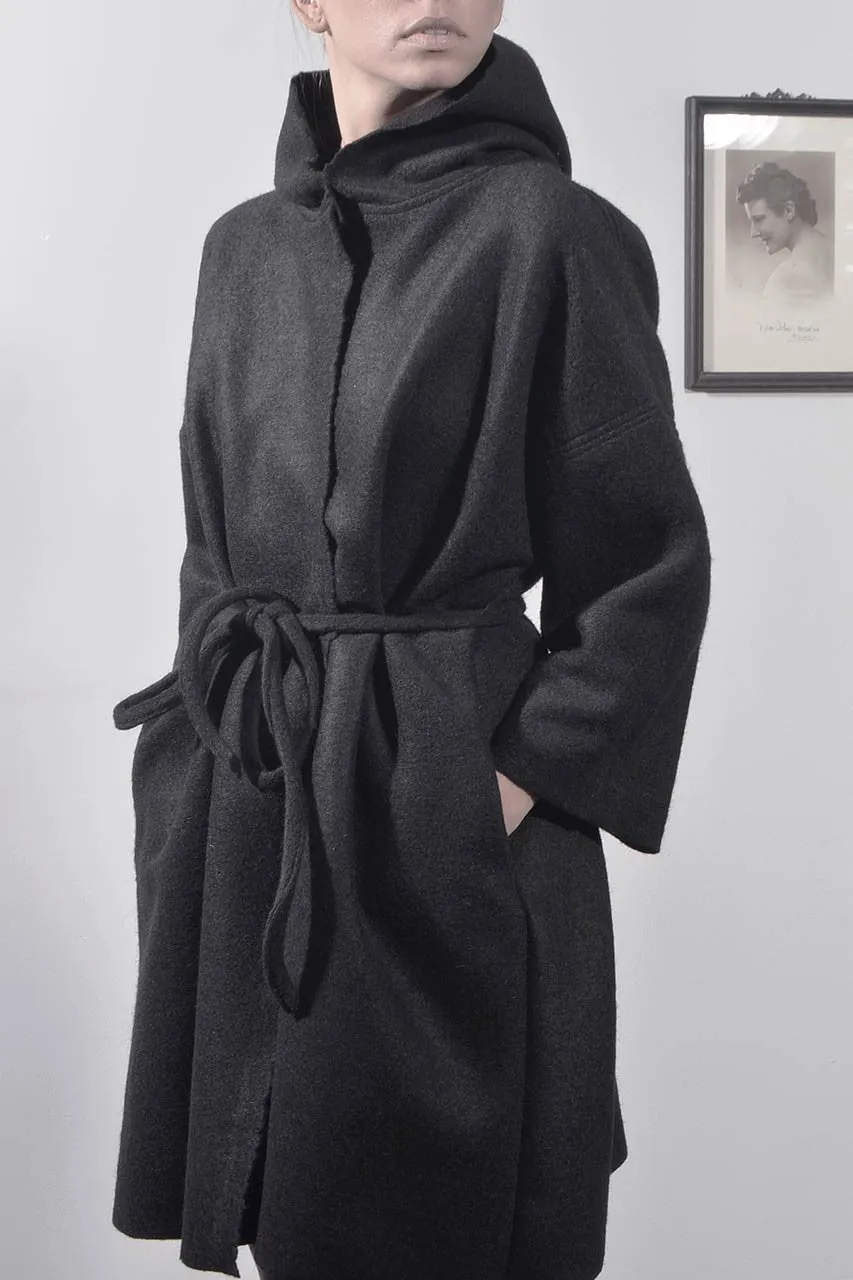 Wool Cape Coat - Black