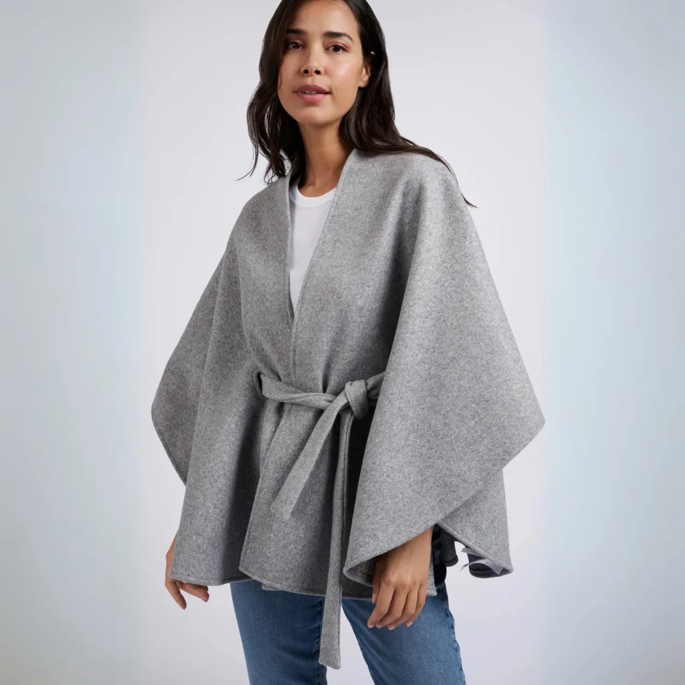 YAYA Medium Grey Poncho with a Strap