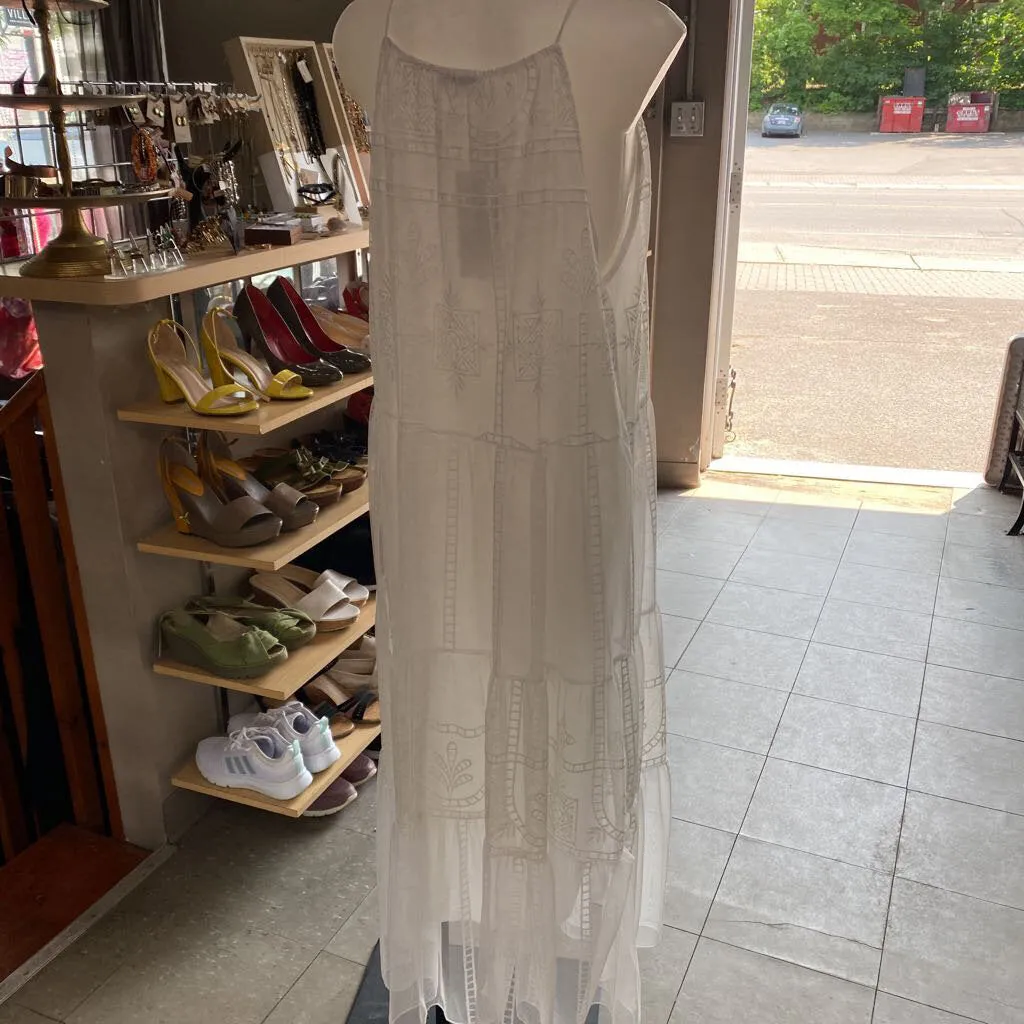 Zara embroidered mesh overlay maxi dress NWT L