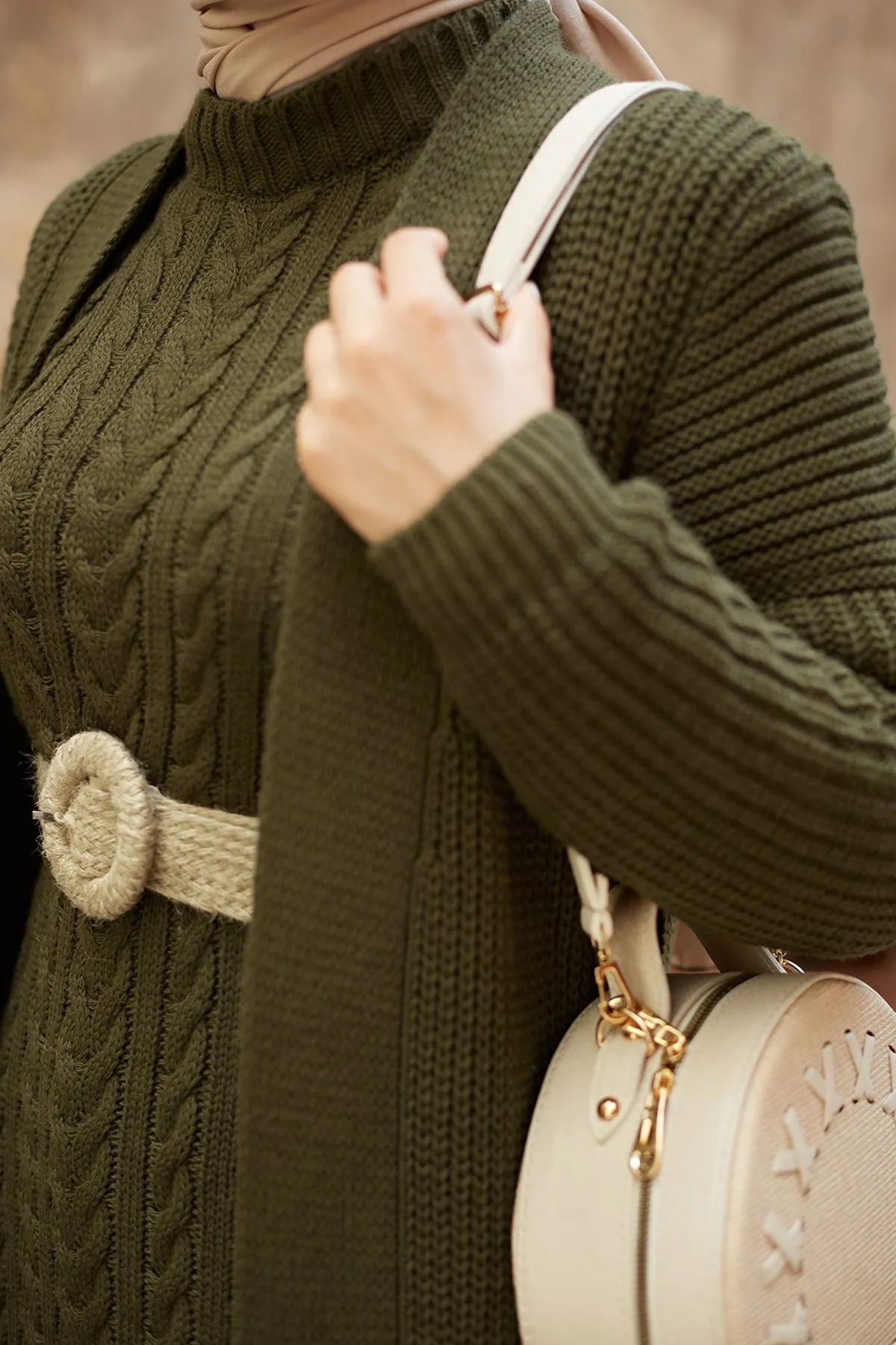ZRF Women Knit Khaki Cardigan Dress Suit - East Kelowna
