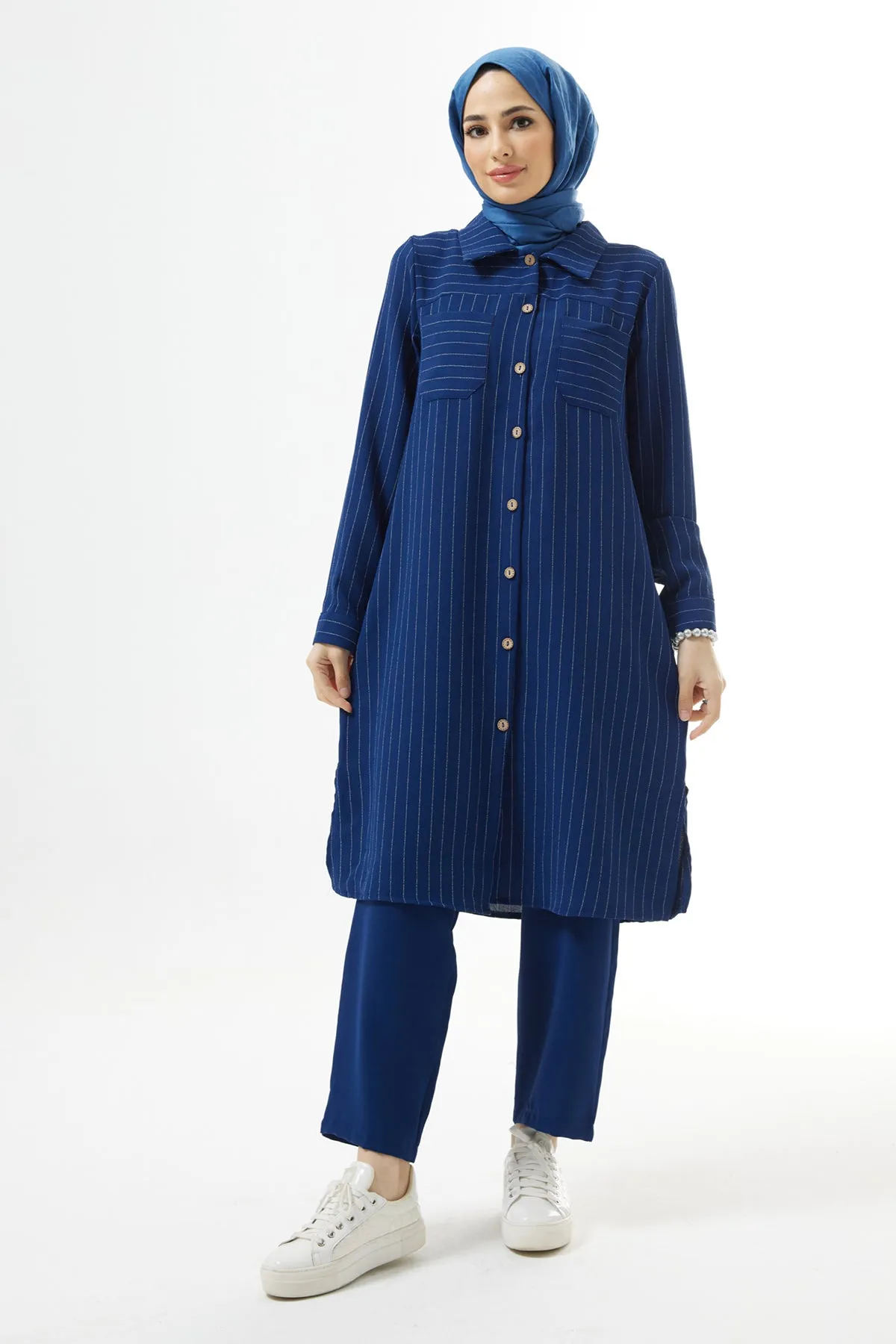 ZRF Women Striped Tunic Pants Set - Indigo - Galátsi